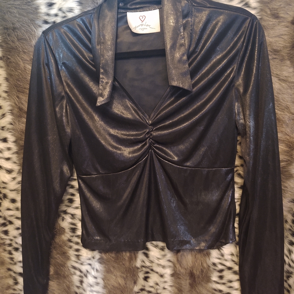 Strange Love Vintage Black-Silver Blouse